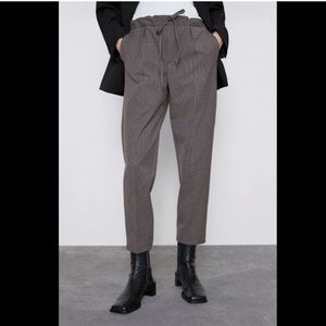 Zara the easy pant plaid drawstring trouser size 6